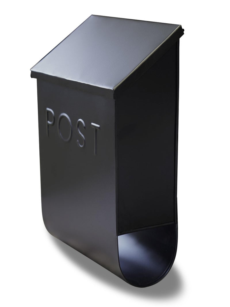 NACH Trixie Black Wall Mount Mailbox with Newspaper Holder, Crafted from Heavy Duty Galvanized Metal, Waterproof, Powder Coated & Rust Resistant, 9.5" x 4.72" x 14.96" - Image 1